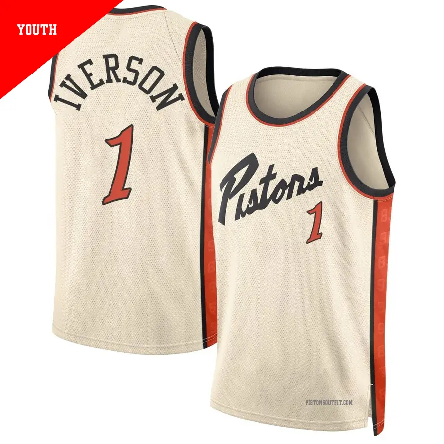 Allen Iverson Detroit Pistons NBA公式ジャージ 1 Men's Allen Iverson Detroit Pistons 2024/25 Swingman Tan