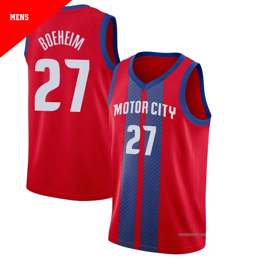 ＃27 Men's Buddy Boeheim Detroit Pistons 2019/20 Swingman Red Finished JerseyCity Edition