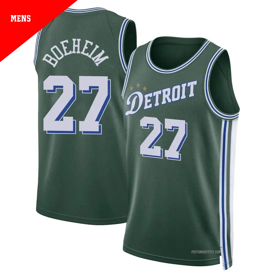 ＃27 Men's Buddy Boeheim Detroit Pistons 2022/23 Swingman Green City Edition Jersey
