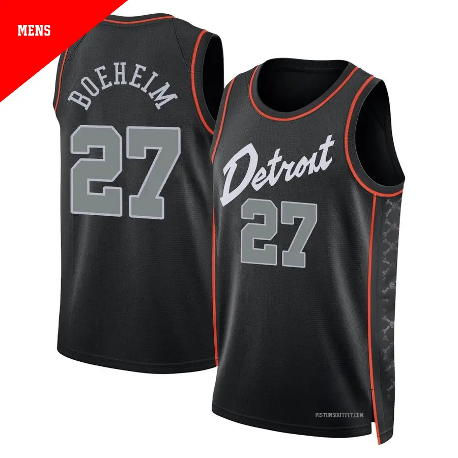 ＃27 Men's Buddy Boeheim Detroit Pistons 2023/24 Swingman Black City Edition Jersey