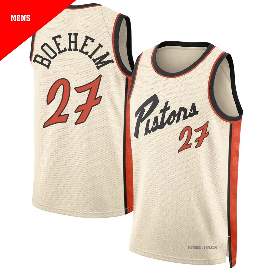 ＃27 Men's Buddy Boeheim Detroit Pistons 2024/25 Swingman Tan City Edition Jersey