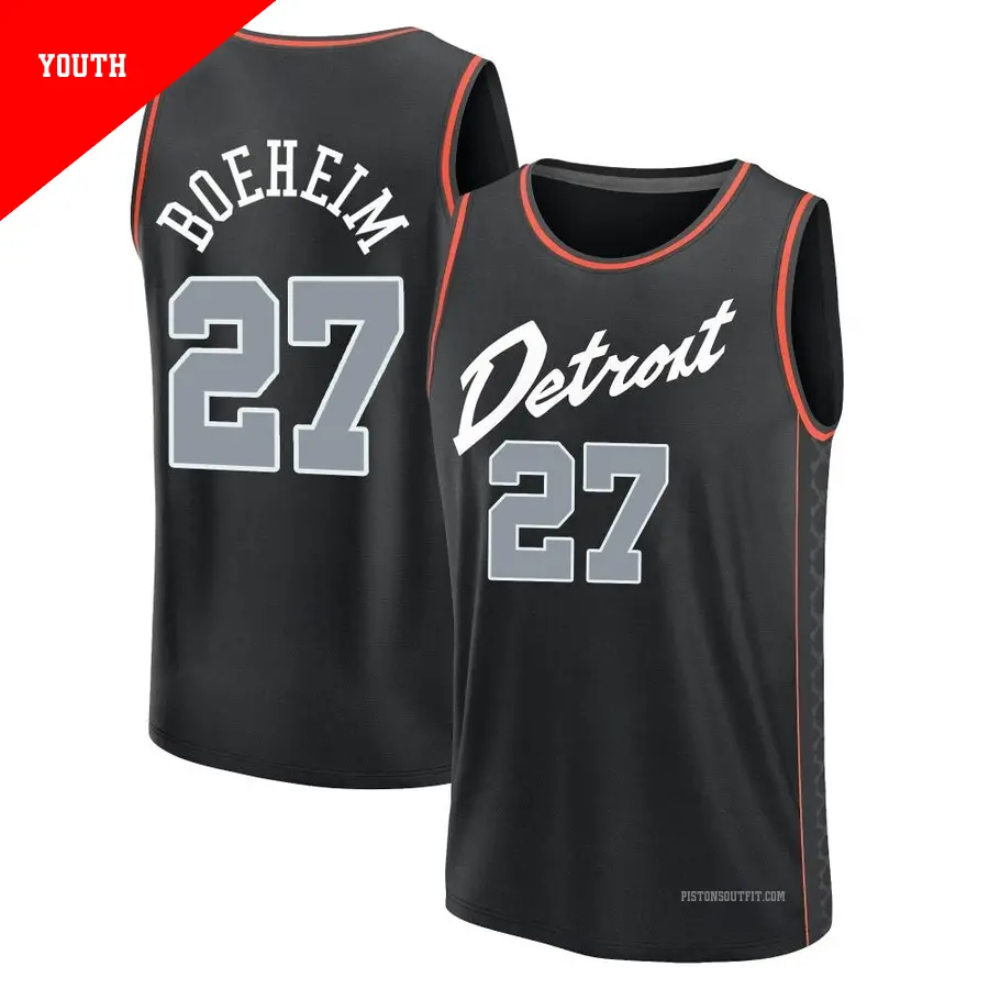 ＃27 Youth Buddy Boeheim Detroit Pistons 2023/24 Fast Break Black City Edition Jersey