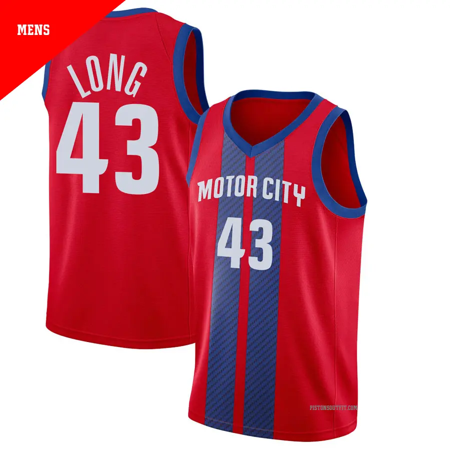 ＃43 Men's Grant Long Detroit Pistons 2019/20 Swingman Red Finished JerseyCity Edition