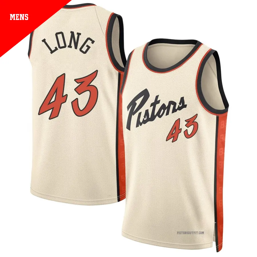 ＃43 Men's Grant Long Detroit Pistons 2024/25 Swingman Tan City Edition Jersey