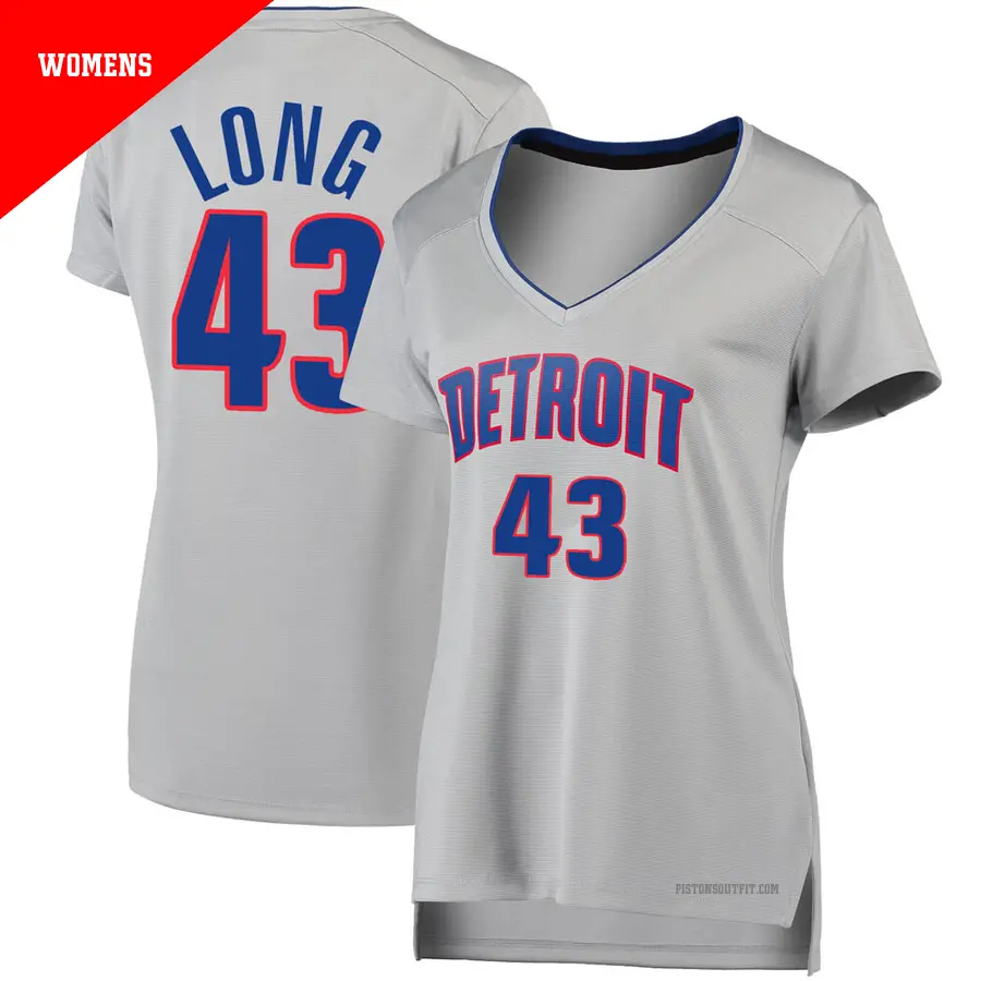 ＃43 Women's Grant Long Detroit Pistons Fast Break Silver JerseyStatement Edition