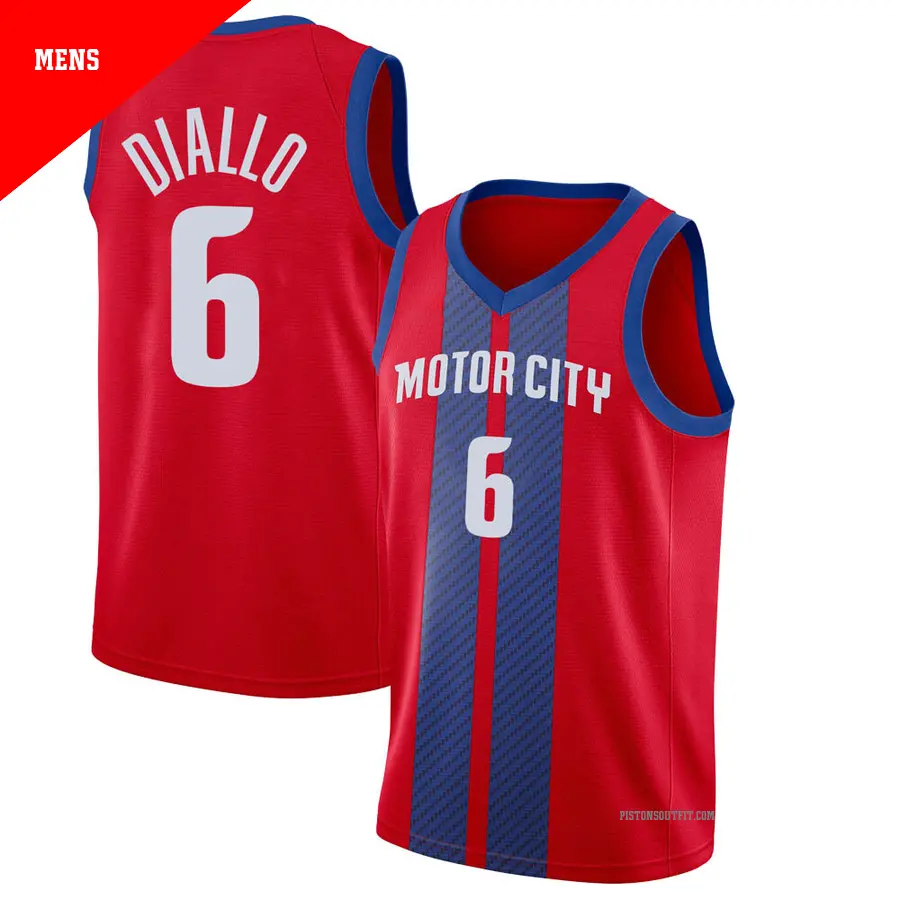＃6 Men's Hamidou Diallo Detroit Pistons 2019/20 Swingman Red Finished JerseyCity Edition