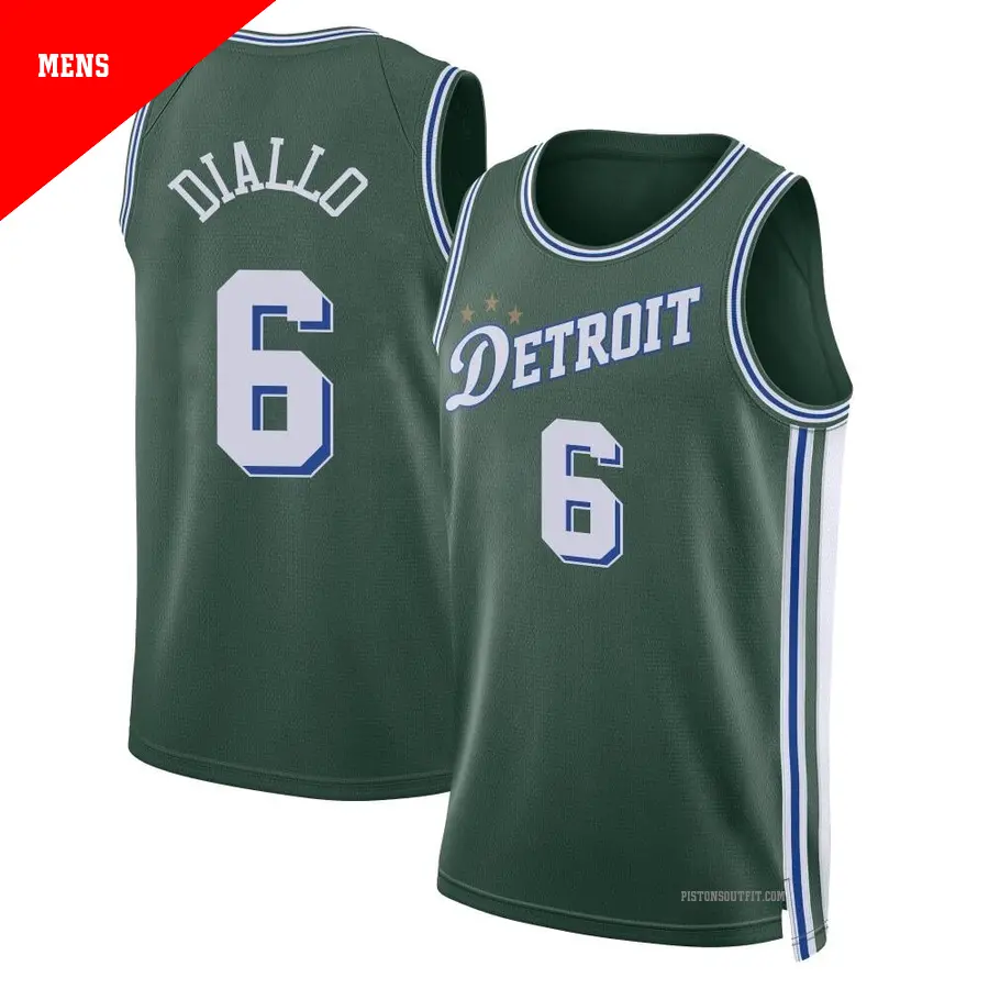 ＃6 Men's Hamidou Diallo Detroit Pistons 2022/23 Swingman Green City Edition Jersey
