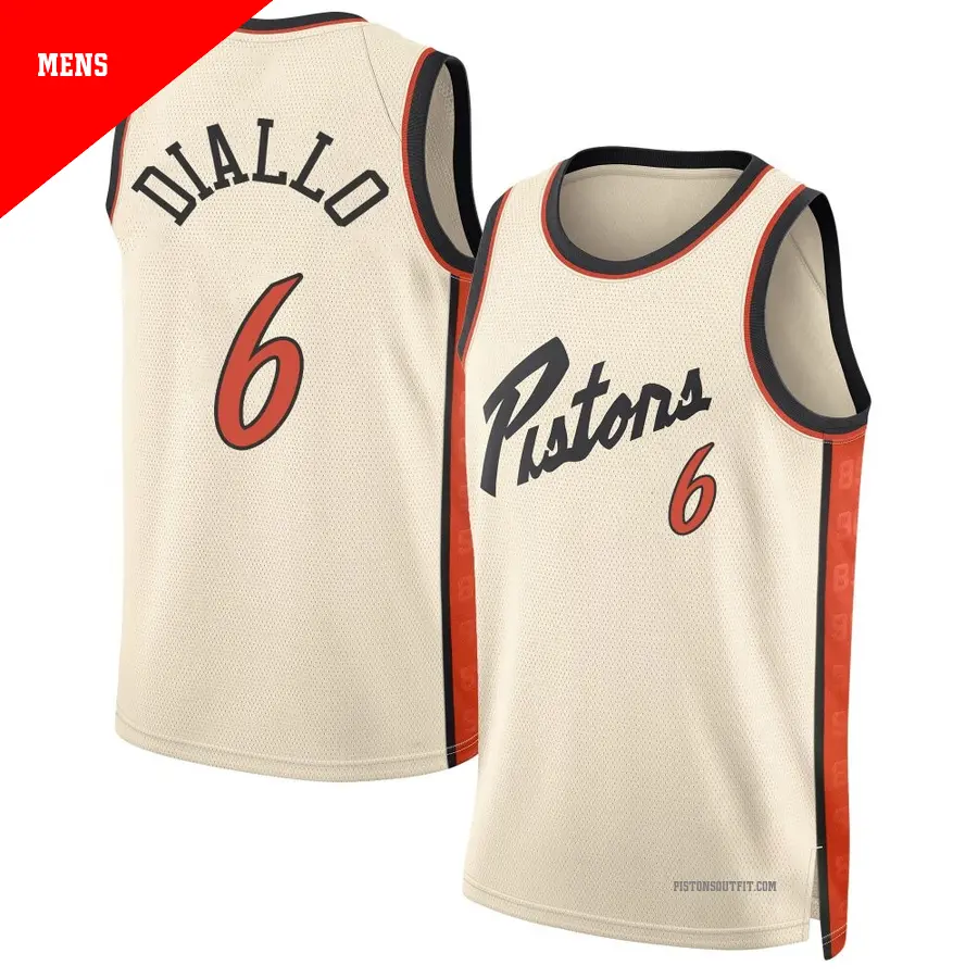 ＃6 Men's Hamidou Diallo Detroit Pistons 2024/25 Swingman Tan City Edition Jersey