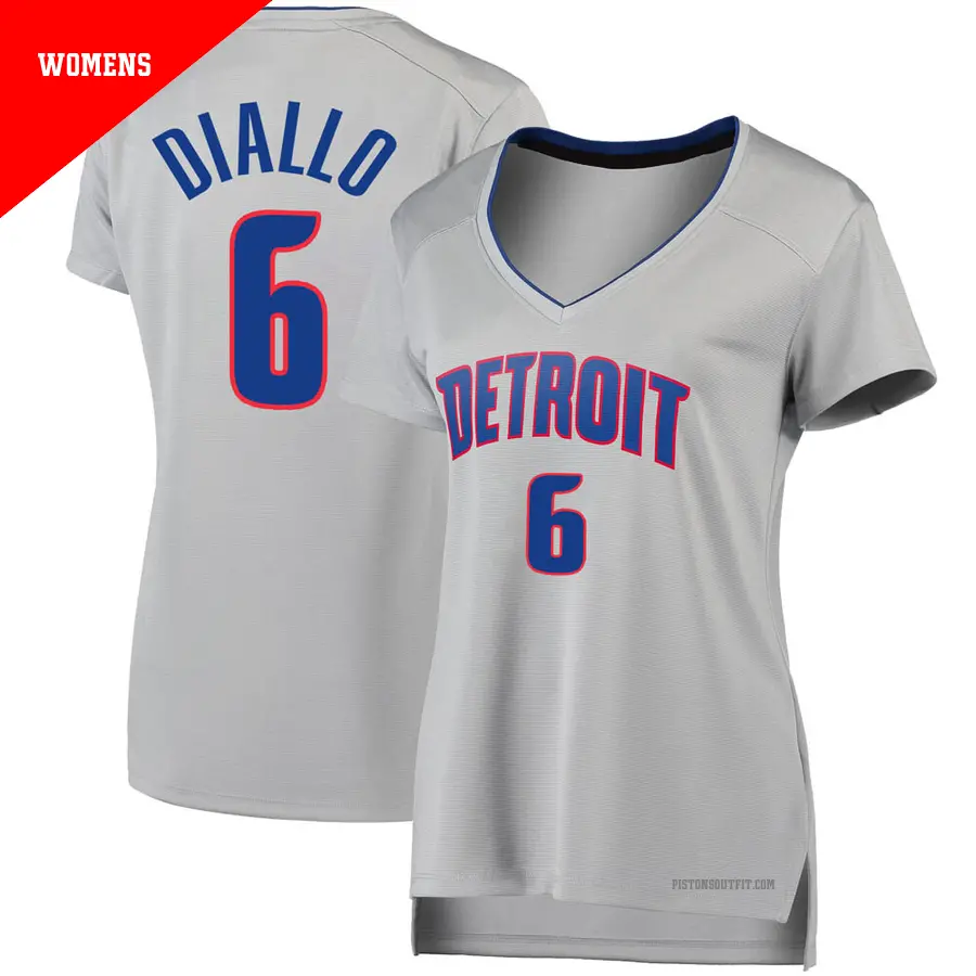 ＃6 Women's Hamidou Diallo Detroit Pistons Fast Break Silver JerseyStatement Edition